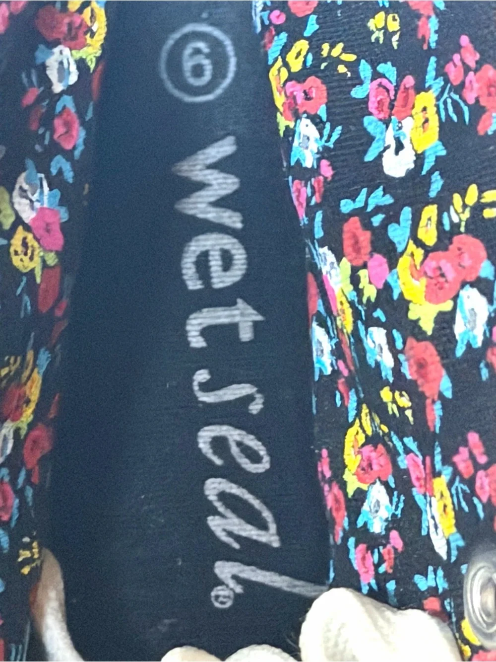 Wet Seal Black Floral hi top flip down variety ways to wear Lace-Up Shoe
